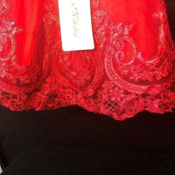Beautiful Red/Gold Formal Dress Sz. 0/6Mos. NWT - Picture 3 of 5